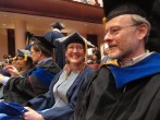 Recent (2012) Rice PhD graduate Debbie Brock on the left and David Queller on the right at graduation.